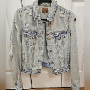 American Eagle Outfitters Distressed Denim Jacket Women's Size Small
